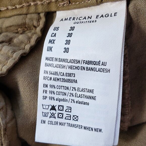 American Eagle Mens Cargo Shorts Size 30 Next Level Flex Longer Length Tan Brown - Picture 10 of 10